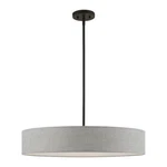 Livex Elmhurst Light Large Drum Pendant, Black/gray Fabric/white 46145-04. Fixed Price $339.96.