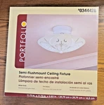Portfolio Semi-flush Mount Ceiling Fixture White Finish Frosted Glass #0344428. Fixed Price $18.00.