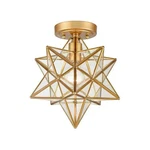 Danseer Brass Moravian Star Light Flush Mount Ceiling With Clear Glass. Fixed Price $142.56.