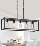 Black Rectangle Kitchen Island Lights Rectangular Modern Industrial Chandelier F. Fixed Price $174.99.