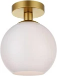 Living District Baxter 1-LIGHT Metal & Glass Flush Mount Brass/frosted White. Fixed Price $74.00.