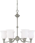 Nuvo Glenwood 6 Light Brushed Nickel Satin White Glass Chandelier Orig $405. Fixed Price $107.99.