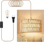 Plug Pendant Rattan Hanging Lights With Cord, Woven & Fabric 2. Fixed Price $41.72.