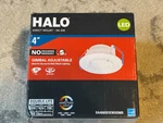 Halo Integrated Recessed Ajustable Gimbal Led Light Kit 600 Lumens White 4". Fixed Price $13.95.