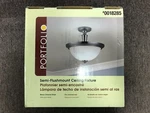 18285 Portfolio Semi-flushmount Ceiling Fixture Black Chrome Finish White Glass. Fixed Price $69.00.