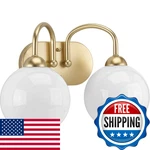 Progress Lighting Carisa Collection 2-LIGHT Opal Glass Mid-century Modern Bath. Fixed Price $119.08.