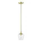 Livex Lighting Willow Satin Brass Single Pendant Clear Glass 1-LIGHT Lamp. Fixed Price $83.94.