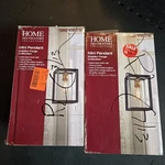 Home Decorators Walden Forge Mini Pendant Lights Black/brass Pair Nib. Fixed Price $30.00.