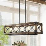 Lnc / Homeangel Farmhouse Wood Cage Cross-iron Chandelier. Fixed Price $199.99.