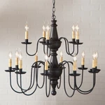 Large Harrison Chandelier Primitive Wood 15 Candle Rustic Ceiling Light Black. Fixed Price $959.95.