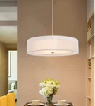 Merra 3-LIGHT With Outer Organza Shade Brushed Nickel Double Drum Pendant. Fixed Price $100.00.