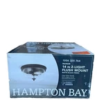New Hampton Bay Manor 13 In. Matte Black Round Flush Mount *broken Globe*. Fixed Price $34.99.