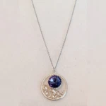 Joshua Benbasset 925 Sterling Silver Round Pendant Purple Faceted Glass Crystal. Fixed Price $29.25.