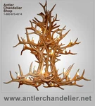 Real Antler Two Chandelier 24 Lights, Acs Rustic Lamps, ELK2TIER Ltg. Fixed Price $11398.00.