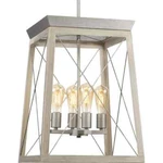 Progress Lighting 21 In. 4-LIGHT Galvanized Foyer Chandelier W/ Oak Frame. Fixed Price $47.95.