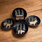 Set 4 Aa American Atelier Northern Lights #5073 - 8.5 Decorator Plates Elk Bear. Fixed Price $39.95.