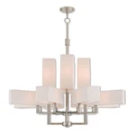 Livex Lighting 42679 Nickel Rubix 12-LIGHT 44"W Chandelier With Fabric Shades. Fixed Price $1249.96.