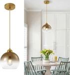 Gradient Gold Glass Pendant Light Globe Adjustable Hanging Ceiling Fixture Nob. Fixed Price $26.00.