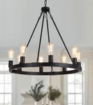 Amzasa Farmhouse 8-LIGHTS Black Industrial Wagon Wheel Chandelier Fixtu.... Fixed Price $173.84.