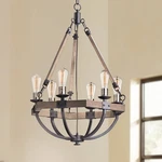 Maxim Lodge 24" Weathered Oak Bronze Rustic 6-LIGHT Chandelier. Fixed Price $550.80.