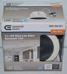 Commercial Electric 4 In Led Ultra Low Glare Recessed Trim. Fixed Price $17.95.
