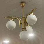 Antique Vintage Art Deco Old Fixture Ceiling Brass Hanging Chandelier Light Milk. Fixed Price $359.28.