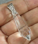 Clear Crystal Prism Large Faceted Point Pendant .925 Sterling Silver Bail 47MM. Fixed Price $22.50.