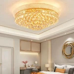 24" Golden Ceiling Crystal Chandelier Classic Flush Mount Lighting Fixture. Fixed Price $219.86.