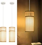 2 Pack Bamboo Pendant Mini Lights Natural Woven Wood Home Decor. Fixed Price $55.00.
