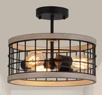 Meixisue Farmhouse Rustic Drum 3-LIGHT Semi Flush Mount Ceiling Fixture Black. Fixed Price $46.00.