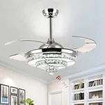 42" Crystal Invisible Ceiling Fan Light Remote Control Home Chandelier Lamp. Fixed Price $189.69.