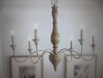 Lnc 6-LIGHT Rustic Farmhouse Wood Chandelier 29.5 In. Classic Candle Style. Fixed Price $159.95.