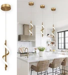 Caneoe Gold Pendant Light, Spiral Modern Led Lighting For Kitchen Isl.... Fixed Price $75.99.