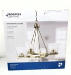 Progress Lighting Tamassee 4-LIGHT Brushed Gold Chandelier With Clear Glass. Fixed Price $109.95.