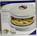 Progressive Potluck Plastic Serving Set 5 Piece Round Hot Or Cold New Box. Fixed Price $27.99.