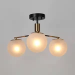 Lnc Modern 19" 3-LIGHT Semi-flush Mount Ceiling Black Brass Frosted Globe. Fixed Price $40.00.