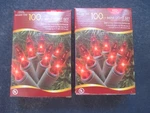 New Two 100 Ct Red Mini Light Sets With Green Wire Indoor/outdoor 26FT String. Fixed Price $17.00.