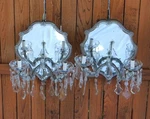 Venetian Art Glass Wall Sconce Pair Hollywood Regency Crystal Mirrors Lights Vtg. Fixed Price $649.95.