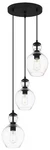 Bakerston 3-LIGHT Matte Black Hanging Pendant With Clear Glass Shades. Fixed Price $98.40.