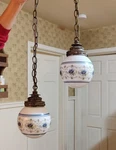 Abigail Adams Blue Poppy Floral L&l Wmc 67 Pendant Set Quoizel Ceiling Fixture. Fixed Price $299.00.