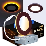 16 Pack Bronze Recessed Lighting 4 Inch With Night Light, Canless Ultra Thin Waf. Fixed Price $253.20.