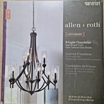 Allen+roth Latchbury 0810101 9 Light Chandelier Aged Bronze Clear Textured Glass. Fixed Price $369.87.