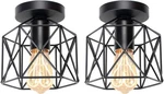 Hedume 2 Pack Semi-flush Mount Ceiling Light, Retro Black Industrial. Fixed Price $26.05.