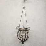 Votive Candle Chandelier Beaded Crystal Gold Metal Copper Wired 23" Artsy Boho. Fixed Price $24.00.