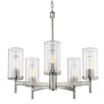 Golden Lighting Winslett Chandelier, Pewter/ribbed Glass 7011-5PW-CLR. Fixed Price $351.99.
