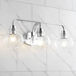 Jonathan 26.25" Cottage Rustic Iron/seeded Glass Led Vanity Light, Chrome. Fixed Price $167.99.