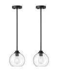 Modern Black Pendant Lights 2-PACK Clear Glass Globe Adjustable Hanging Fixture. Fixed Price $69.99.