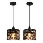 Kenmi Woven Pendant Light Boho Chandelier, Rattan 2 Pack, Black. Fixed Price $44.99.
