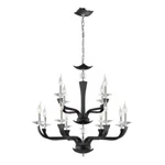 New Eurofase Pella 12 Light 31-1/2" Wide Crystal Chrome Black Leather Chandelier. Fixed Price $899.95.