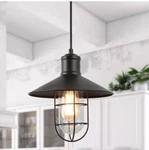 Lnc Black Metal Wire Cage Pendant W/ Clear Glass Shade. Fixed Price $45.99.